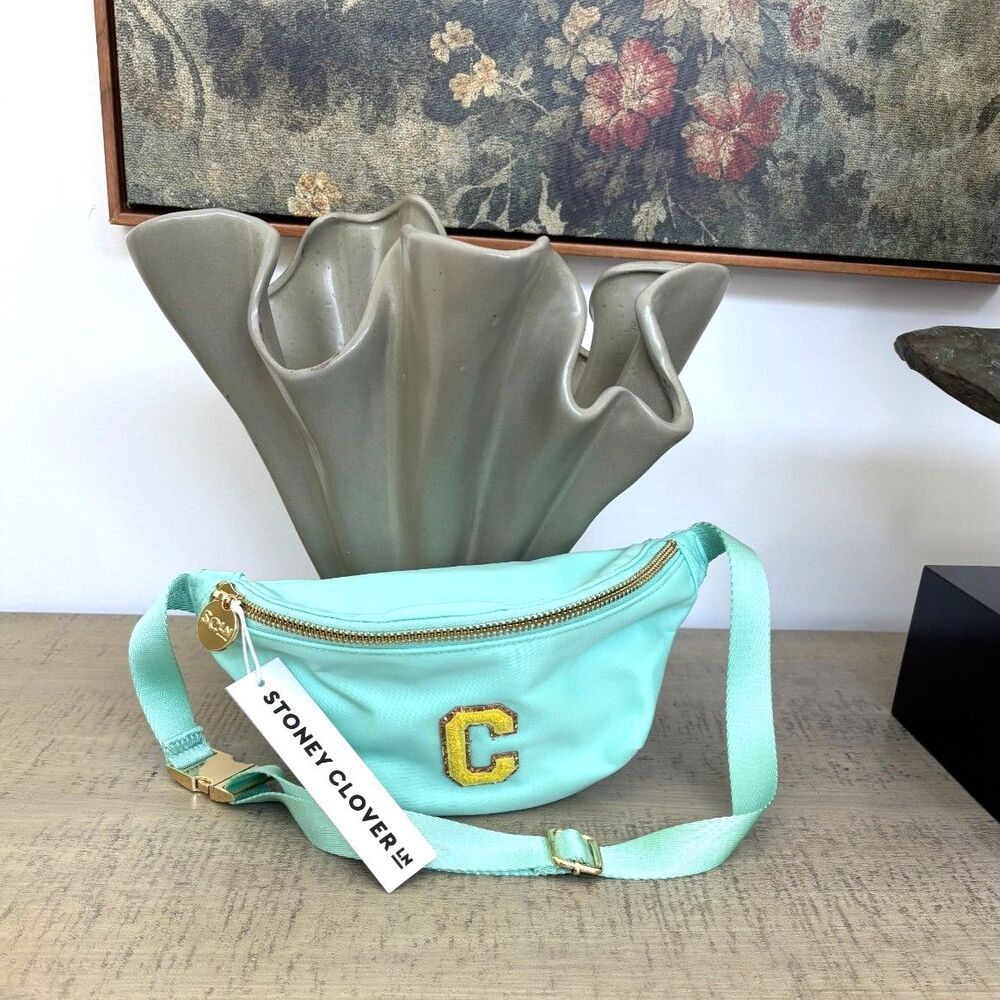 NWT Stoney Clover Lane Mint Green Nylon Fanny Pack Belt Bag Initial C One Size